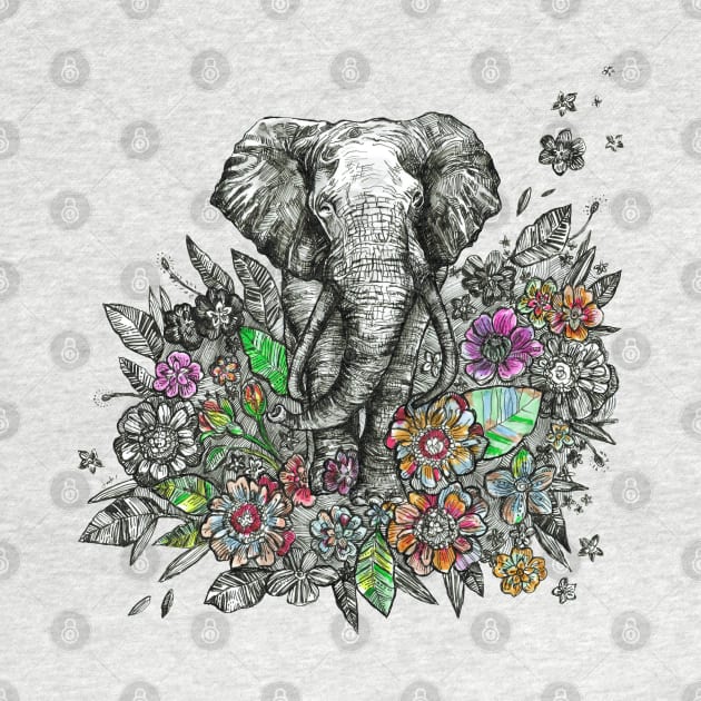 Floral Elephant. by FanitsaArt